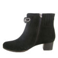 Usine prix compétitif wing-tipped dames boot Mid heeel noir vachette top qualité femmes démarrage